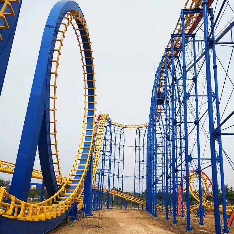 Most popular family entertainment attraction 4 loops roller coaster funfair rides 24 seats thrill roller coaster