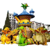 Attractions fairground family amusement rides fiberglass material 12 seats dinosaur bike for sale
