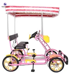cheap price wholesale 4 seater 4 wheels 3 person road sightseeing surrey tandem tourist bike bicycle