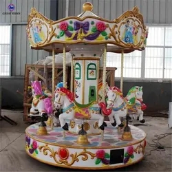 Factory price amusement park games kids ride electric fiberglass mini carousel horses merry go round for sale