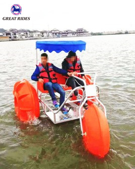 High Quality Aqua Cycle Water Park Pedal Boat Water Tricycle With Three Big Wheels 
