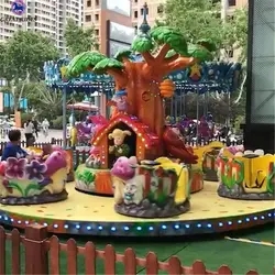 Cheap attraction amusement park rides 24 seats forest theme rotary cup carousel ride for sale